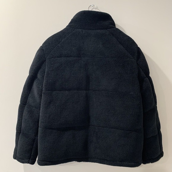 REBECCA MINKOFF Black Jacket Puffer Coat $368 Teddy Fuzzy Size M Zip RM-982 - Picture 2 of 11